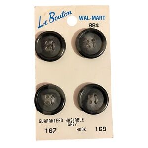 NWT Vintage Le Bouton 4 Pack of Gray Buttons